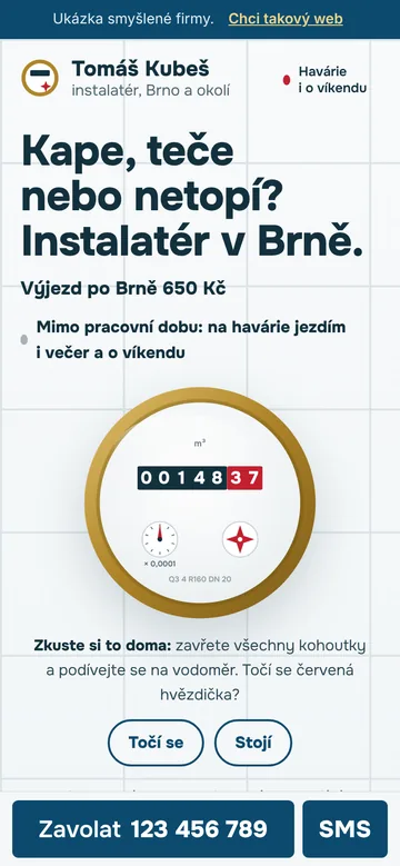Ukázka webu: Instalatér